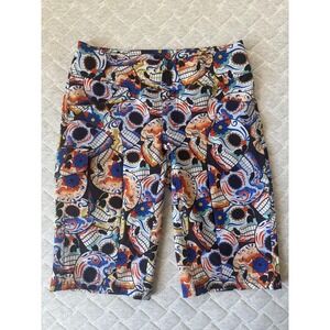 SHREDLY Shorts Womens 8 Multicolor Sugar Skull Print‎ Mountain Bike Bermuda MTB